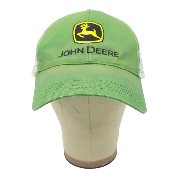 John Deere Patch Logo Mesh Strapback Cap Trucker Farmer Baseball Hat - Picture 5 of 12